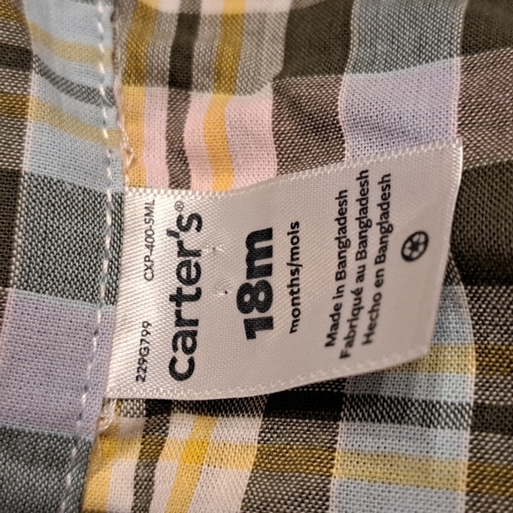 Carter's boys 18 month button up top New - Picture 4 of 5